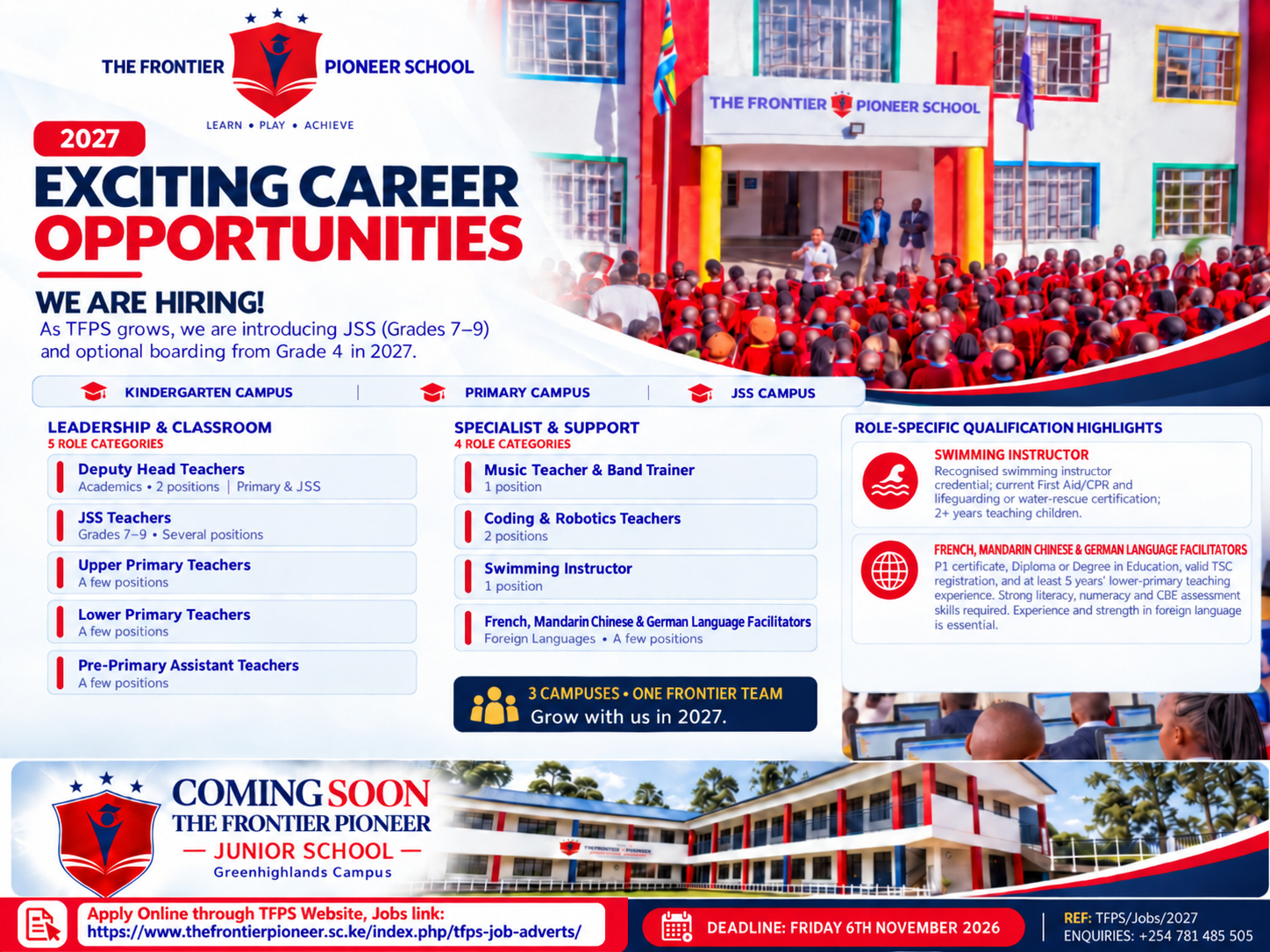 The Frontier Pioneer School Recruitment 2027
